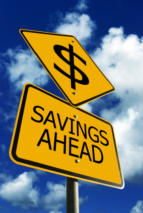 Car Insurance Deals: Road Sign "Savings Ahead"