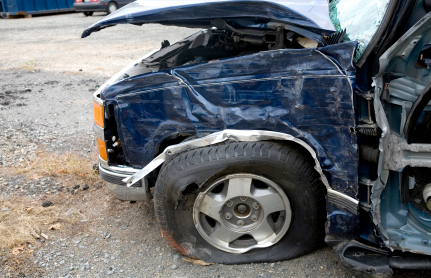 A damaged vehicle needing collision insurance 